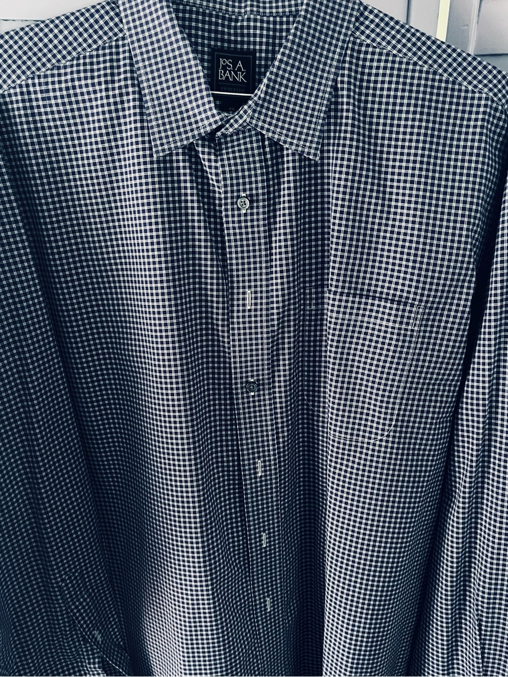 Jos. A. Bank Navy and White and purple tones Micro-Check Dress Shirt
